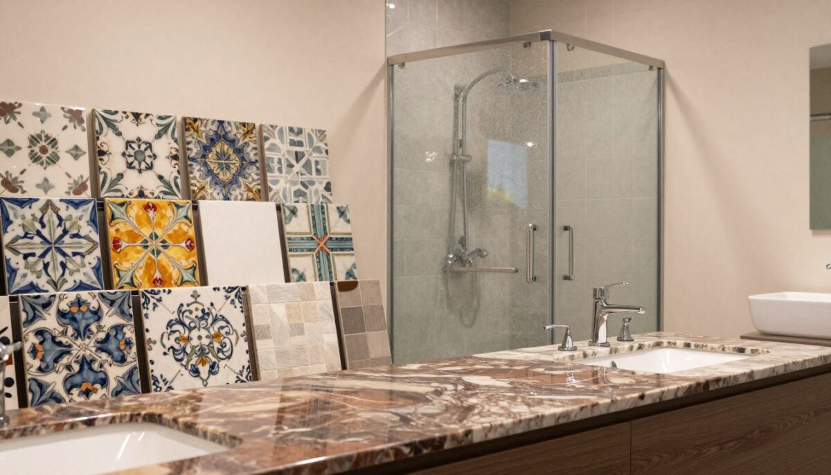 tile glass and vanity material choices